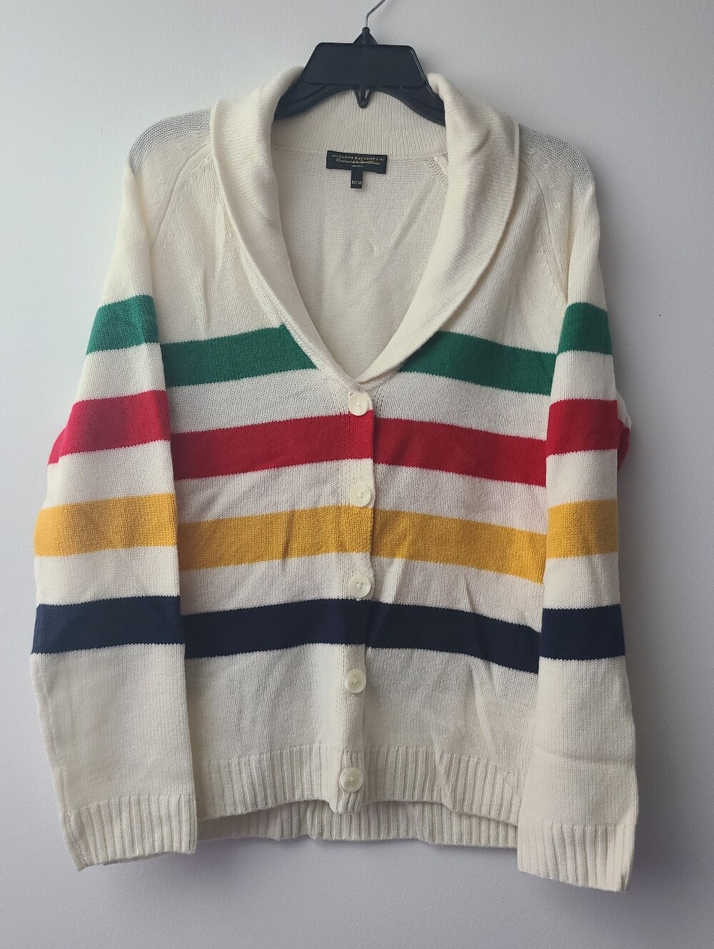 This Hudson's Bay Company Stripes Cashmere Cardigan Womens Size Medium